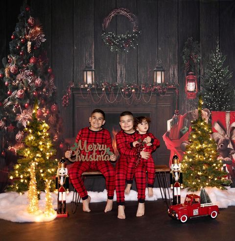 Avezano Christmas Fireplace Photography Backdrop-AVEZANO